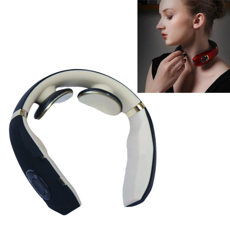 Cervical Vertebra Massager Charging Intelligent Pulse Physiotherapy Instrument Electromagnetic Vibration Neck Protector, Colour:Black