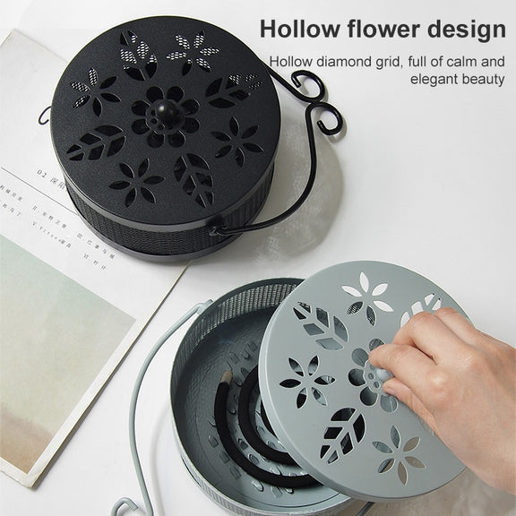 Outdoor Portable Multifunctional Hollow Fireproof Mosquito Coil Box with Lid(Bronze)