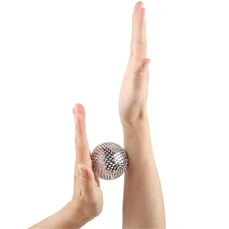 1 Pair Magnetic Massage Ball Relax Muscle Finger Plantar Pressure Massage Stab Ball, Size:5.6cm(Silver)