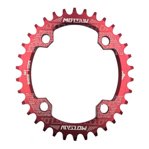 MOTSUV Narrow Wide Chainring MTB  Bicycle 104BCD Tooth Plate Parts(Red)