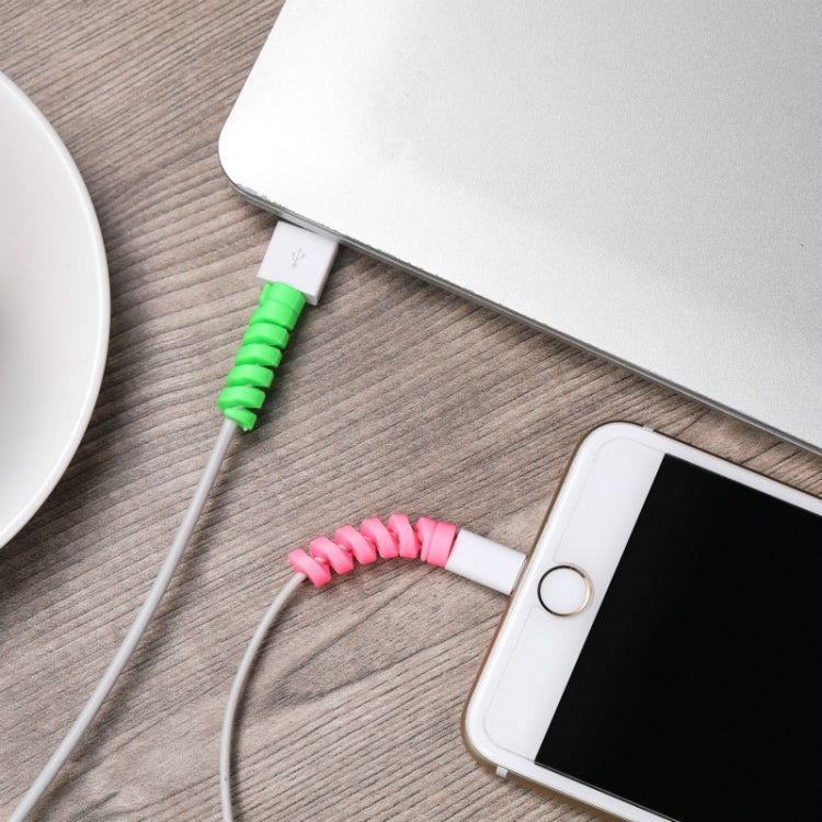 Spiral Style Silicone Data Cable Protective Cover Anti-wire Break Winder(Blue)