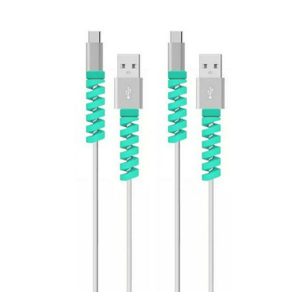 Spiral Style Silicone Data Cable Protective Cover Anti-wire Break Winder(Blue)