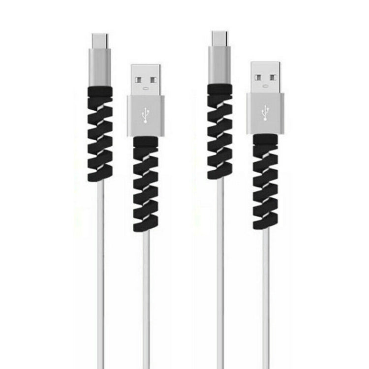 Spiral Style Silicone Data Cable Protective Cover Anti-wire Break Winder(Black)