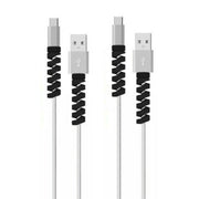 Spiral Style Silicone Data Cable Protective Cover Anti-wire Break Winder(Black)