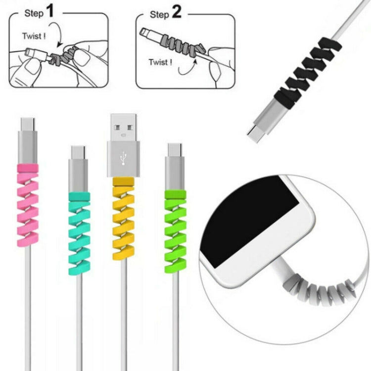 Spiral Style Silicone Data Cable Protective Cover Anti-wire Break Winder(Black)