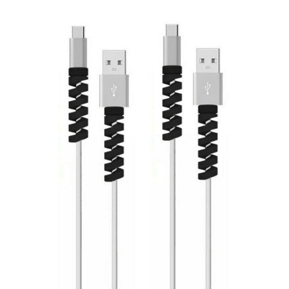 Spiral Style Silicone Data Cable Protective Cover Anti-wire Break Winder(Black)