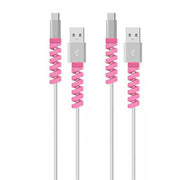 4pcs Spiral Style Silicone Data Cable Protective Cover Anti-wire Break Winder(Pink)