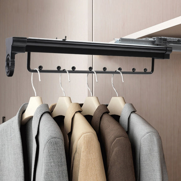 Y01B Plastic Head 12 inches Wardrobe Hardware Push-Pull Hanging Rod Clothes Rail