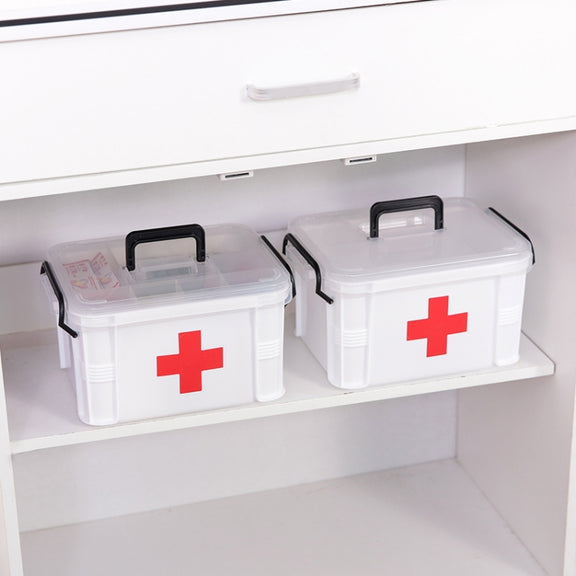 Family Multi-layer Emergency Medicine Storage Box Household Plastic Box, Size: XL (White)
