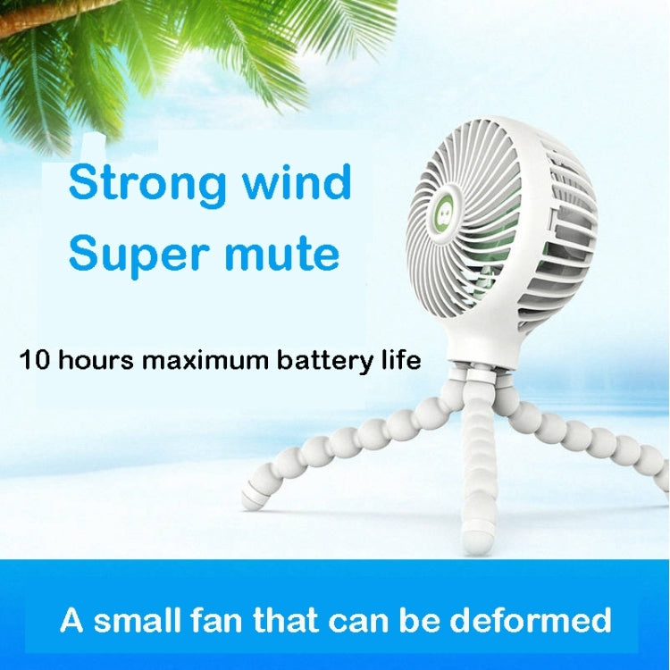 Octopus Deformed Cartoon Folding USB Rechargeable Mini Handheld Fan(Blue)