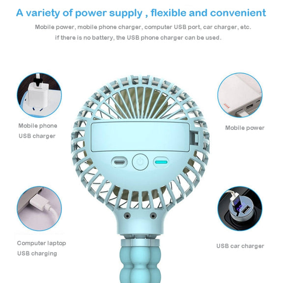 Octopus Deformed Cartoon Folding USB Rechargeable Mini Handheld Fan(Blue)