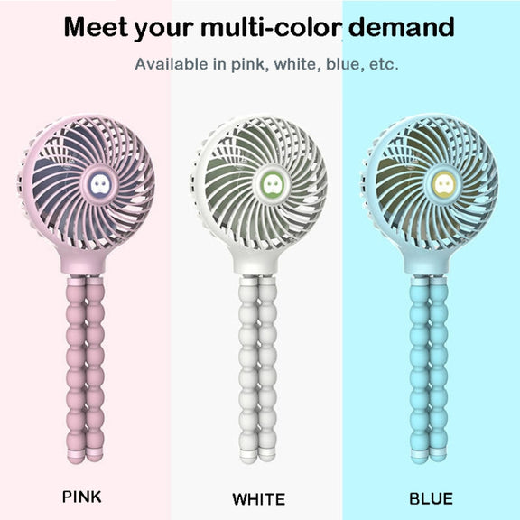 Octopus Deformed Cartoon Folding USB Rechargeable Mini Handheld Fan(Blue)