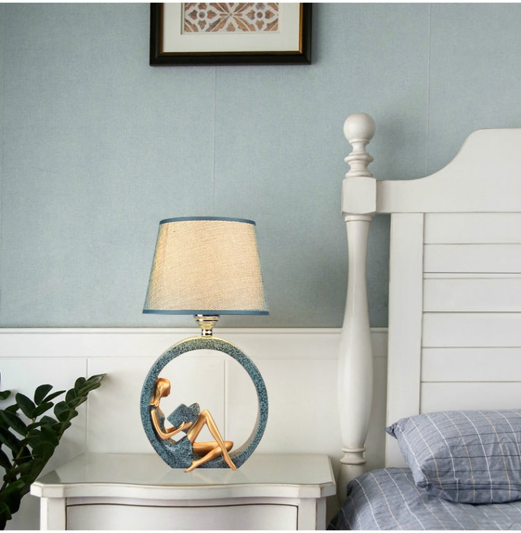 Modern Bedside Reading Statue Base Lamp Home Decoration, Light color:Remote Control Switch Dimming Bulb