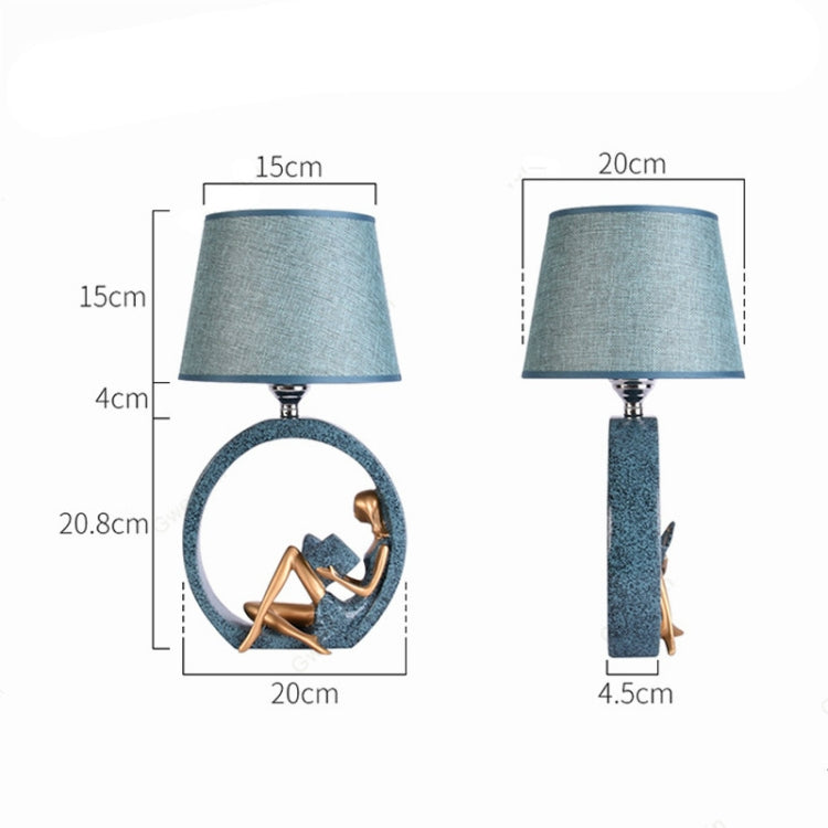 Modern Bedside Reading Statue Base Lamp Home Decoration, Light color:Remote Control Switch Dimming Bulb