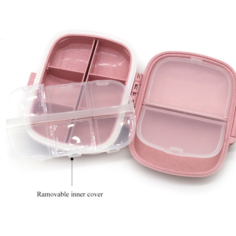 3 PCS 8-Grid Double-layer Portable Mini Straw Pill Storage Box(Wheat Green)