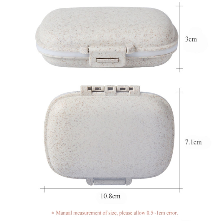 3 PCS 8-Grid Double-layer Portable Mini Straw Pill Storage Box(Wheat Green)