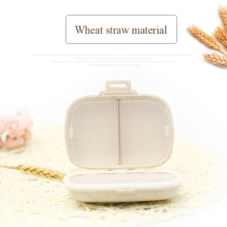3 PCS 8-Grid Double-layer Portable Mini Straw Pill Storage Box(Wheat Green)