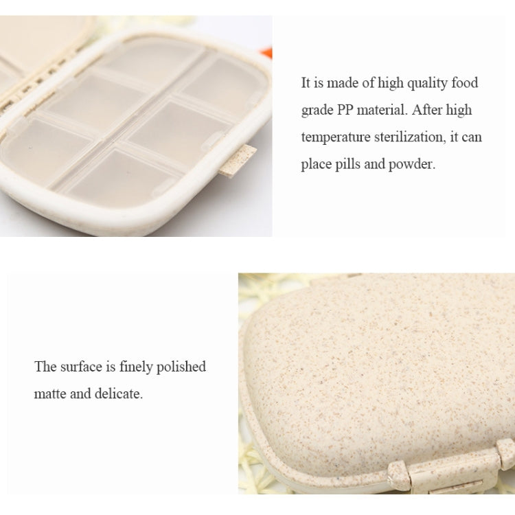 3 PCS 8-Grid Double-layer Portable Mini Straw Pill Storage Box(Wheat Green)
