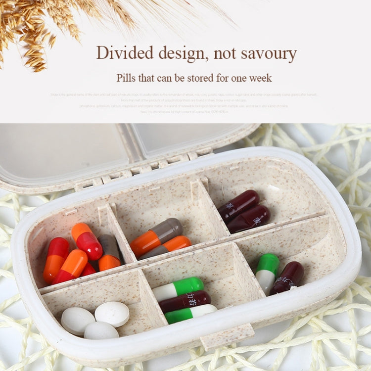 3 PCS 8-Grid Double-layer Portable Mini Straw Pill Storage Box(Wheat Green)