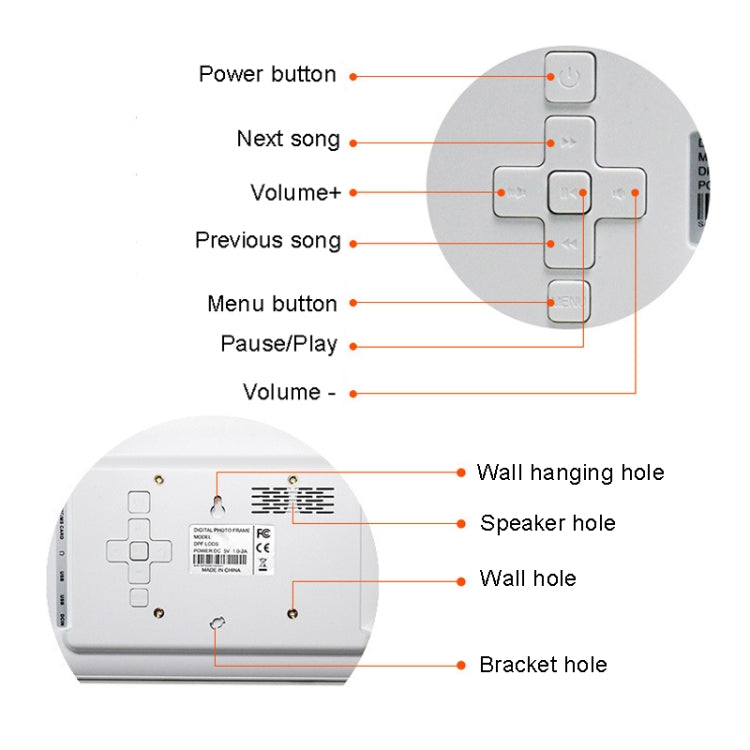 DPF-706 7 inch Digital Photo Frame LED Wall Mounted Advertising Machine, Plug:EU Plug(White)