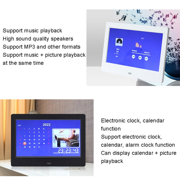 DPF-706 7 inch Digital Photo Frame LED Wall Mounted Advertising Machine, Plug:AU Plug(Black)