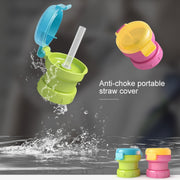 Children Portable Bottled Drinks Anti-overflow Anti-squash Replacement Straw Cap(Green)