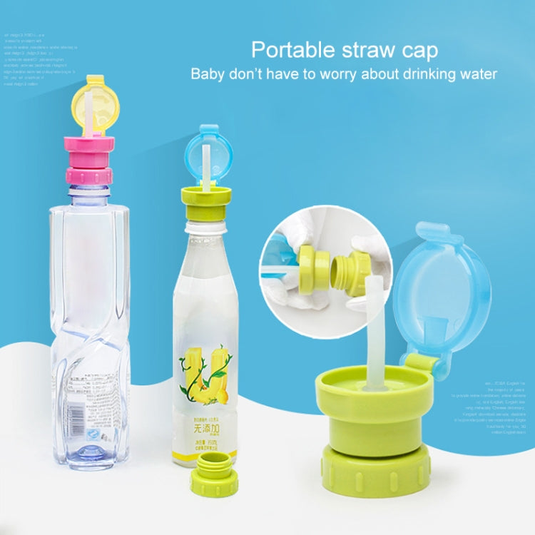Children Portable Bottled Drinks Anti-overflow Anti-squash Replacement Straw Cap(Green)