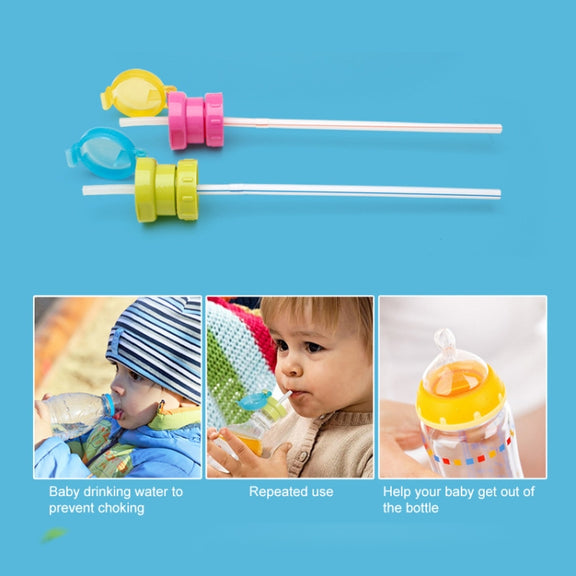 Children Portable Bottled Drinks Anti-overflow Anti-squash Replacement Straw Cap(Blue)