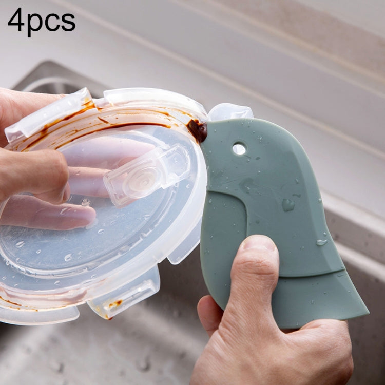 4 PCS Penguin Shape Soft Scraper Kitchen Baking Gadget(Dark Green)