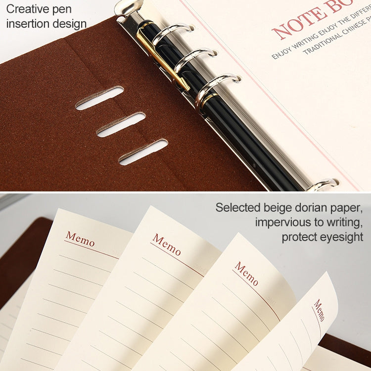 Business Notepad Loose Leaf Replaceable Inner Notebook Thickened Diary Book, Color:A5 Black