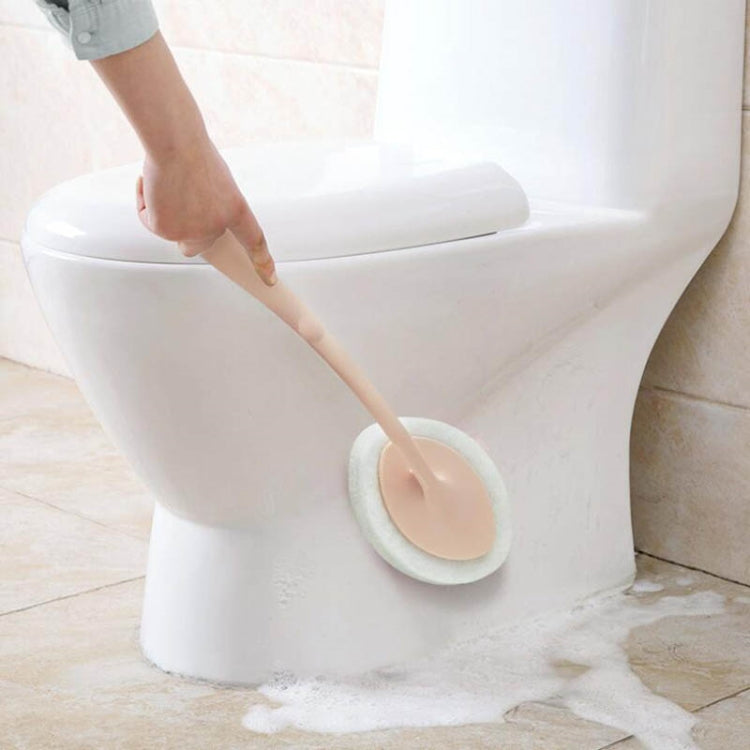 Bathroom Long Handle Cleaning Sponge Brush Floor Tile Decontamination Scouring Pad(White)