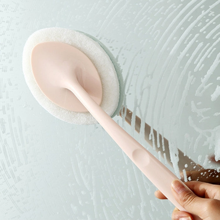 Bathroom Long Handle Cleaning Sponge Brush Floor Tile Decontamination Scouring Pad(White)