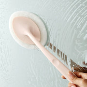 Bathroom Long Handle Cleaning Sponge Brush Floor Tile Decontamination Scouring Pad(White)
