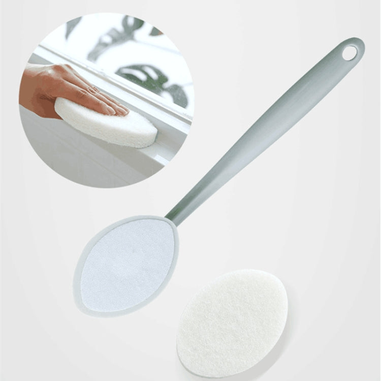 Bathroom Long Handle Cleaning Sponge Brush Floor Tile Decontamination Scouring Pad(White)