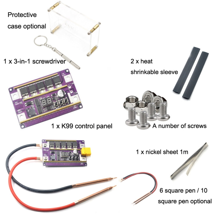 Model Airplane Battery Version 12V Digital Display DIY Battery Spot Welding Machine Pen Control, Style:10 Square Pen With Case