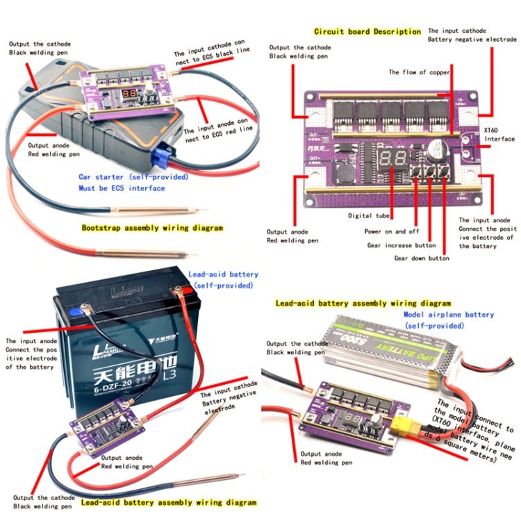 Lead-Acid Battery Version 12V Digital Display DIY Battery Spot Welding Machine Pen Control, Style:10 Square Pen With Case