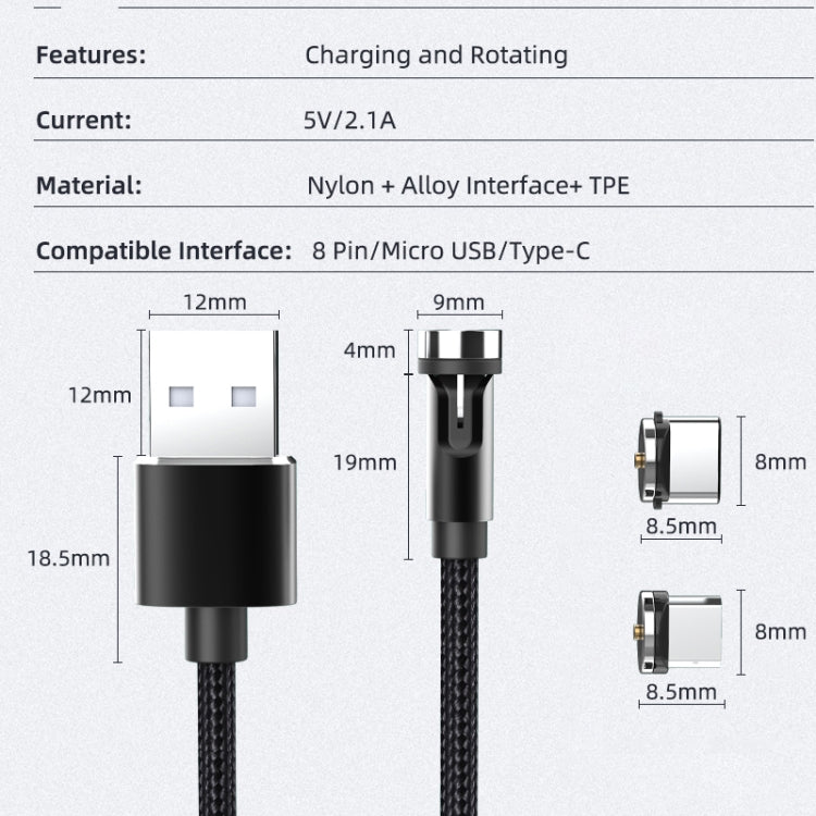CC56 8Pin Magnetic Interface Dust Plug Rotating Data Charging Cable, Cbale Length: 2m(Red)