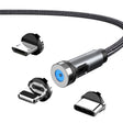 CC56 8 Pin + Type-C/USB-C + Micro USB Magnetic Interface Dust Plug Rotating Data Charging Cable, Cbale Length: 2m(Black) - free shipping - PMC TechLife - Order now!