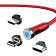CC56 8 Pin + Type-C/USB-C + Micro USB Magnetic Interface Dust Plug Rotating Data Charging Cable, Cbale Length: 2m(Red) - Charging Cable & Head by PMC TechLife | Online Shopping South Africa | PMC TechLife | Buy Now Pay Later Mobicred