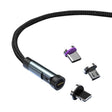 CC57 8 Pin + Type-C/USB-C + Micro USB Magnetic Interface Rotating Fast Charging Data Cable, Cbale Length: 2m(Black) - Charging Cable & Head by PMC TechLife | Online Shopping South Africa | PMC TechLife | Buy Now Pay Later Mobicred