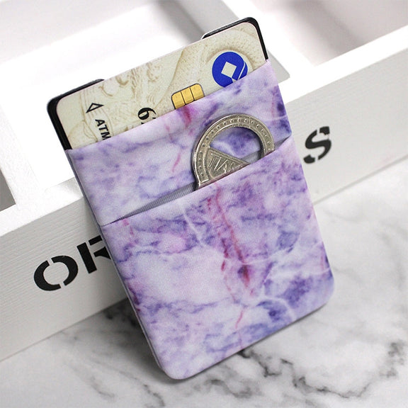 Marble Pattern Road Stretch Phone Back Plastic Card Holder Sticky Phone Clip(White)