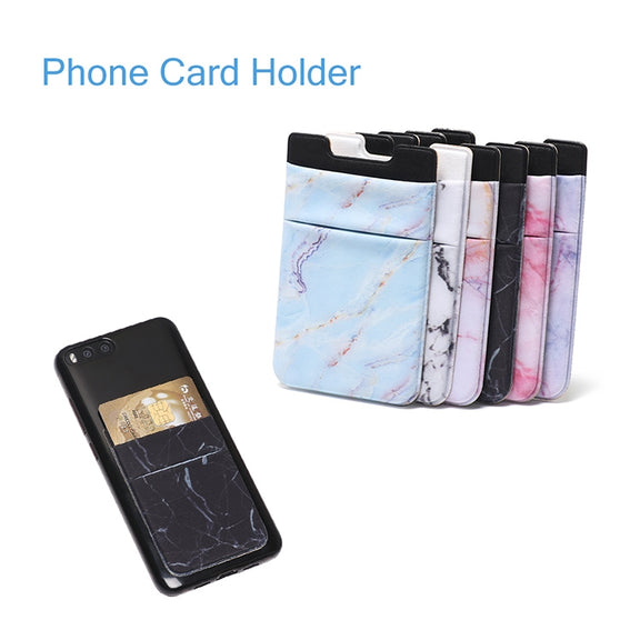 Marble Pattern Road Stretch Phone Back Plastic Card Holder Sticky Phone Clip(White)