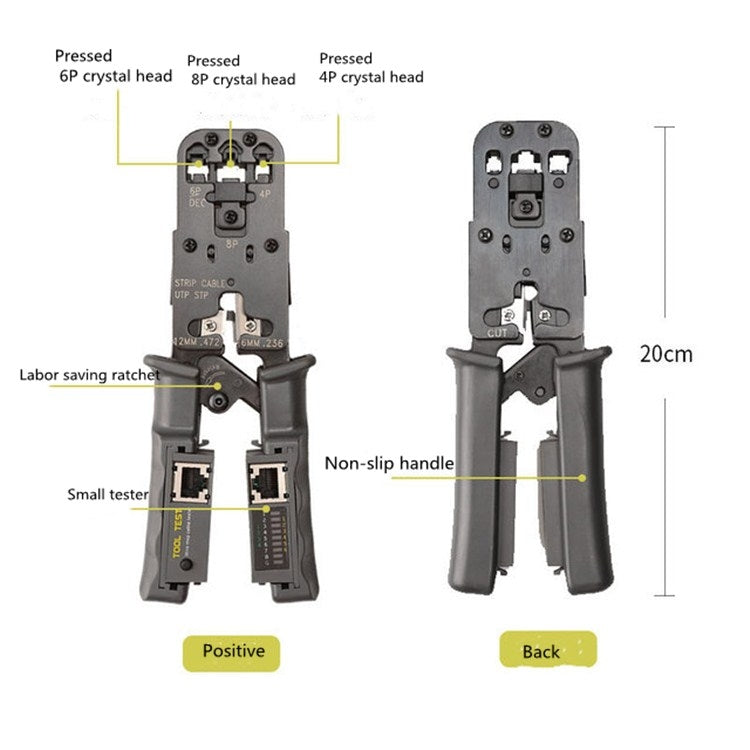 Multifunctional 4P8P6P Three-purpose Tester Ratchet Type Network Tool Squeeze Crimping Wire Network Pliers