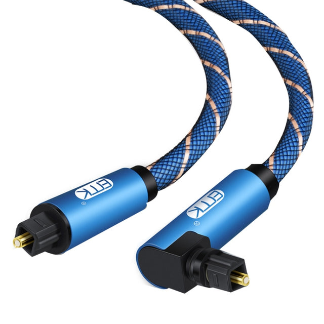 EMK 90 Degree Swivel Adjustable Right Angled 360 Degrees Rotatable Plug Nylon Woven Mesh Optical Audio Cable, Cable Length:1.5m(Blue)