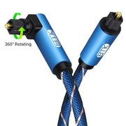 EMK 90 Degree Swivel Adjustable Right Angled 360 Degrees Rotatable Plug Nylon Woven Mesh Optical Audio Cable, Cable Length:2m(Blue)