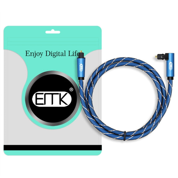 EMK 90 Degree Swivel Adjustable Right Angled 360 Degrees Rotatable Plug Nylon Woven Mesh Optical Audio Cable, Cable Length:2m(Blue)