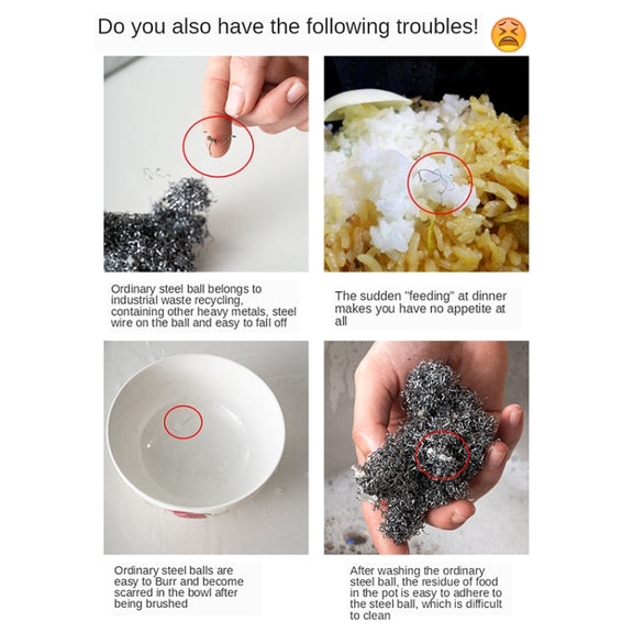 Stainless Steel Square Cast Iron Cleaner Pot Brush Scrubber Home Cookware Kitchen Cleaning Tool, Size:4��4inch