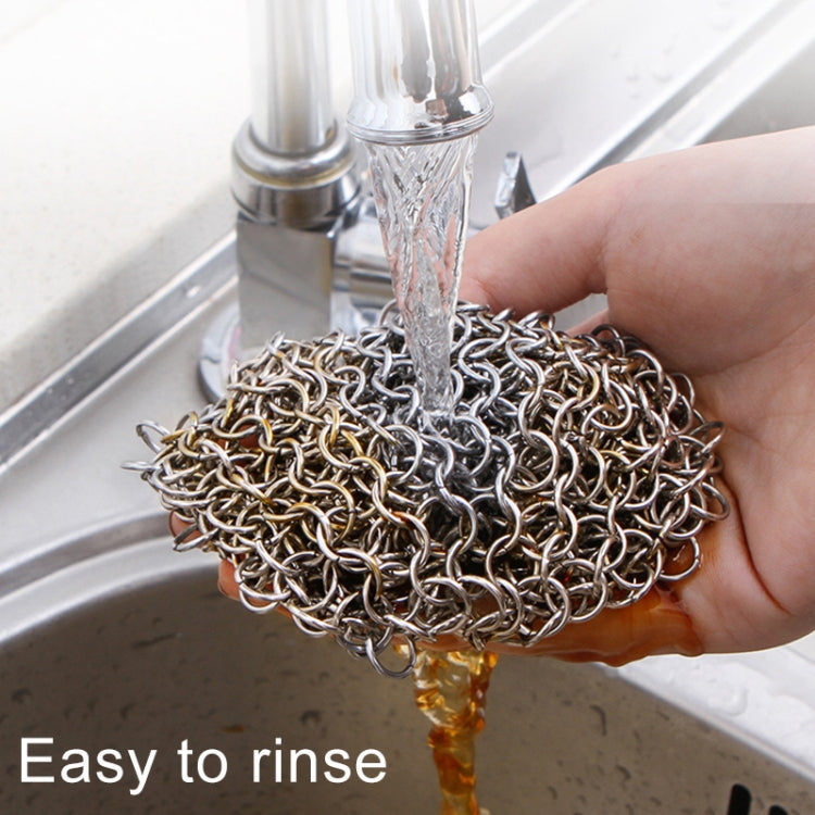 Stainless Steel Square Cast Iron Cleaner Pot Brush Scrubber Home Cookware Kitchen Cleaning Tool, Size:4��4inch