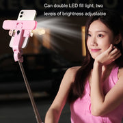 XT06S Live Beauty Bluetooth Tripod Selfie Stick(Pink)