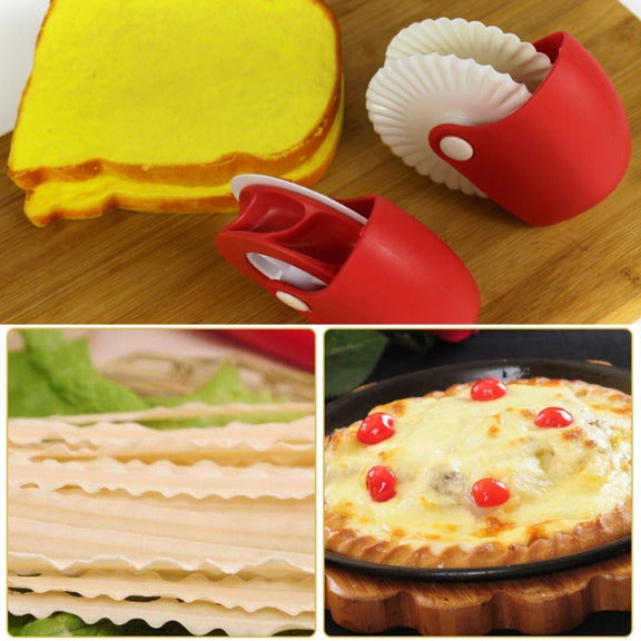 Baking Tools Pasta Cutting Wheel Hemming Wheel Manual Noodle Cutter Roller Knife Creative Kitchen Gadgets(Point Cut)